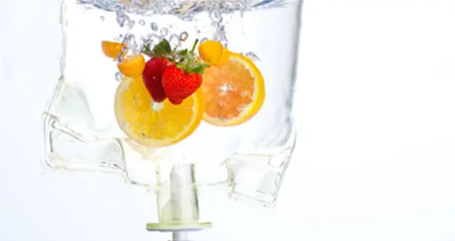IV drip bag with citrus fruit and berries